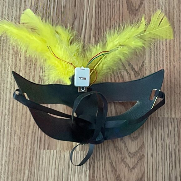 Eye Mask Yellow Faux Feather Mask Masquerade Light Up Mask Women Mask - Picture 10 of 10